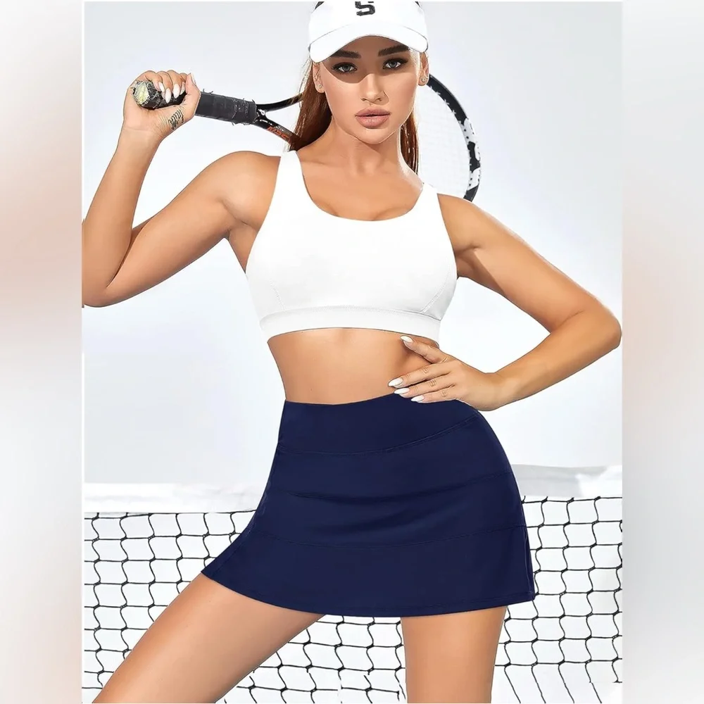 Werena Women's Athletic Pleated Tennis Skirt - Navy Blue - size XXL